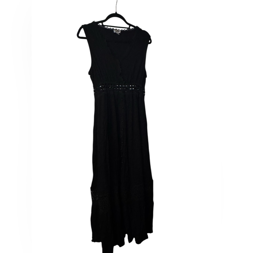 Justify Black Maxi Dress with Crochet Waist